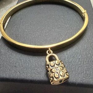 NWOT - Coach Gold Bangle Bracelet With Monogram Lock